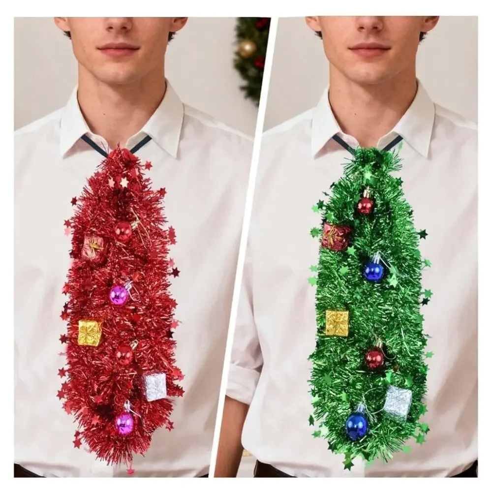 2 Pcs Funny Christmas Ties Red and Green Novelty Ugly Contest Neckties NIP